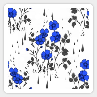 White and Blue Flower Pattern Sticker